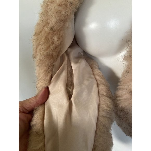 Vintage Faux Fur Shaggy Shrug Wrap Cape Stole Pink and Gray Stay Put 46" X 7"‎ - Picture 5 of 16